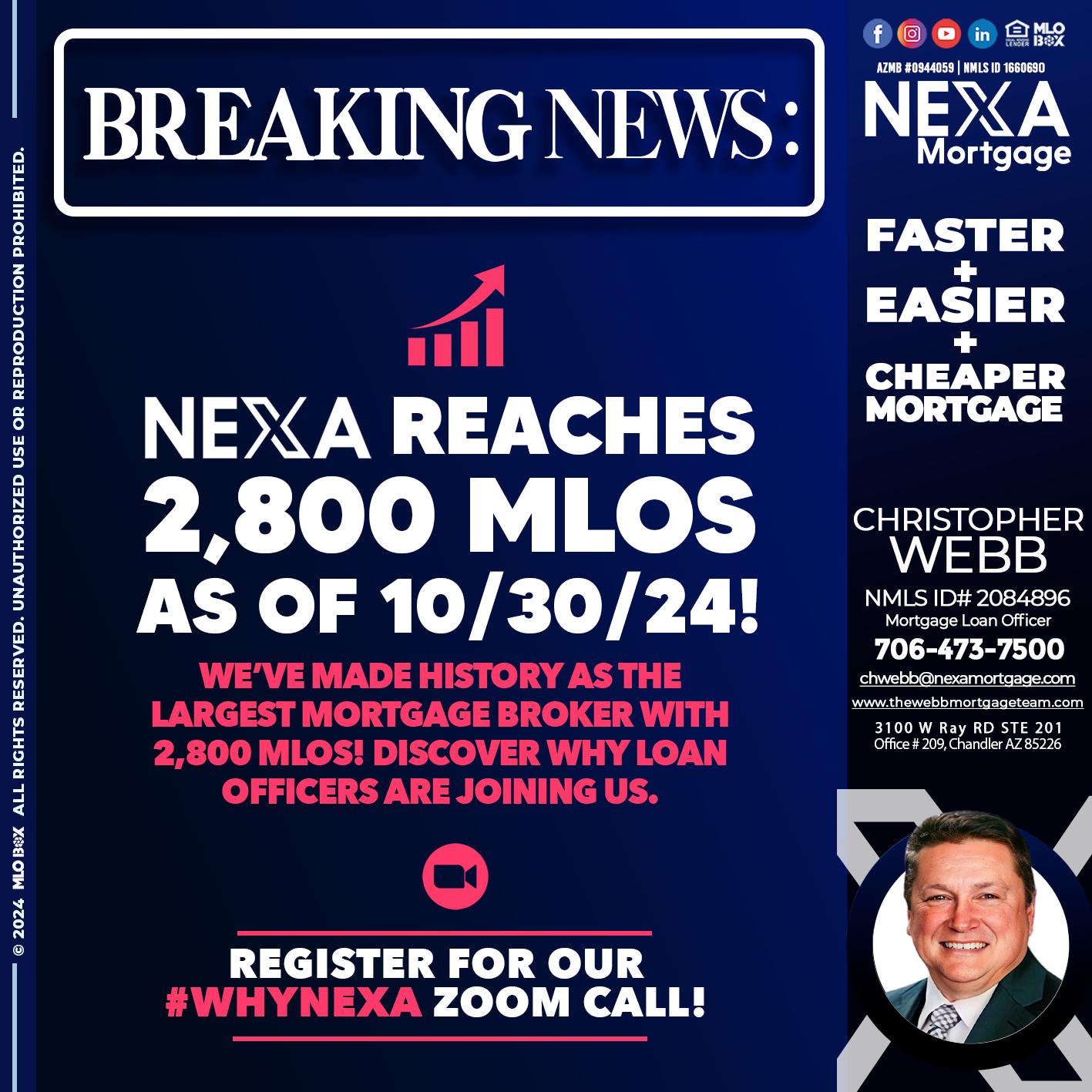 BREAKING NEWS - Christopher Webb -Mortgage Loan Officer