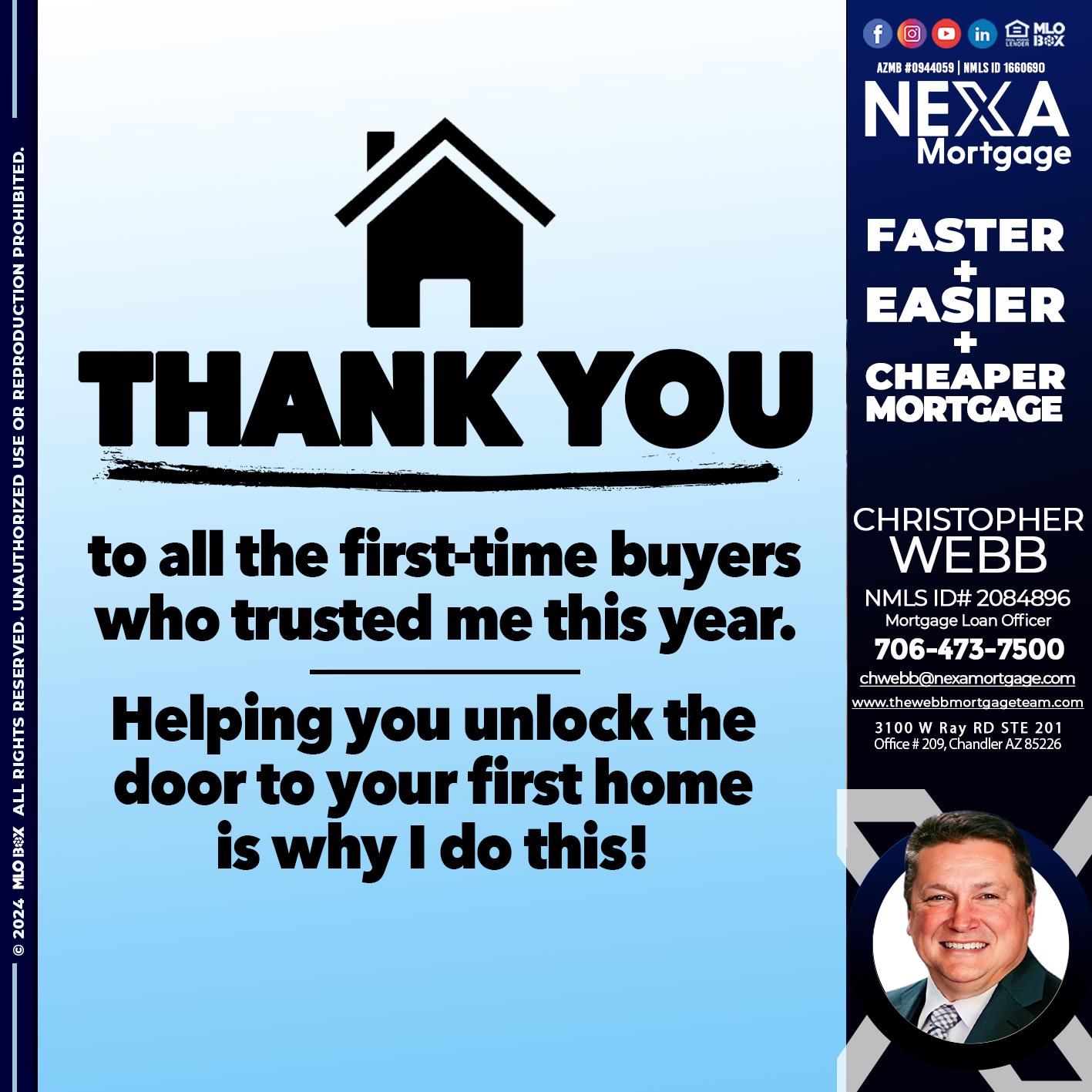 THANK YOU - Christopher Webb -Mortgage Loan Officer