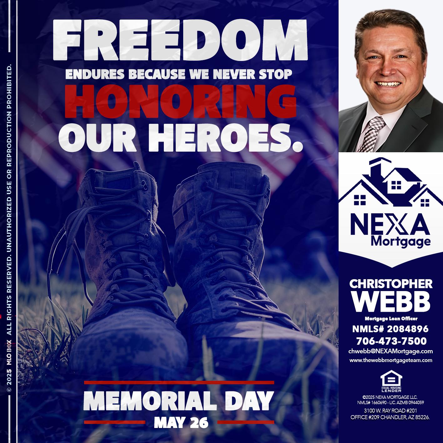 Memorial Day - Christopher Webb -Mortgage Loan Officer