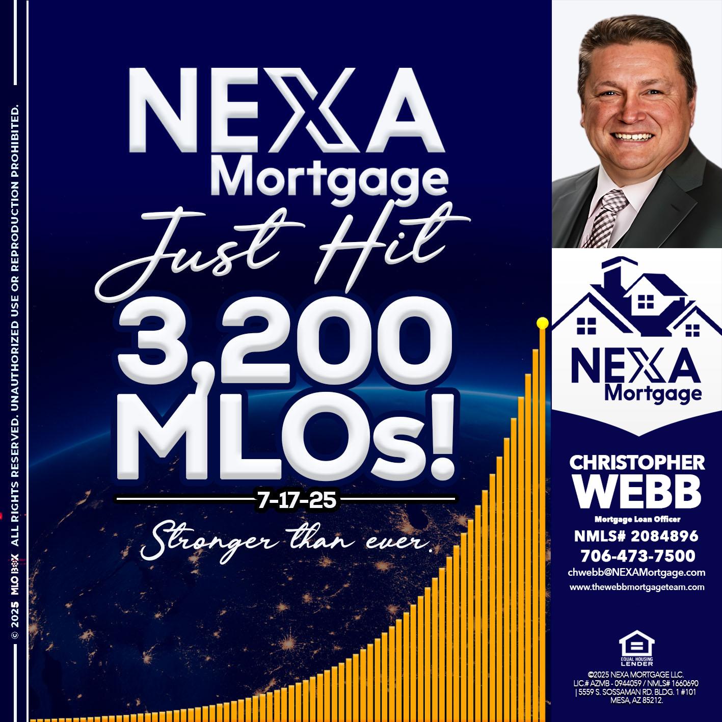 JUST HIT 3,200 MLOs - Christopher Webb -Mortgage Loan Officer