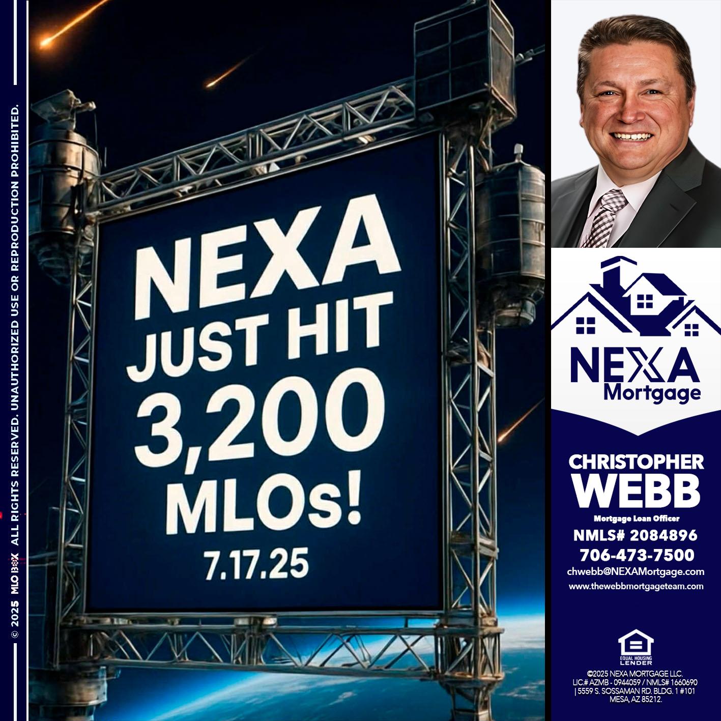 NEXA JUST HIT 3,200 - Christopher Webb -Mortgage Loan Officer