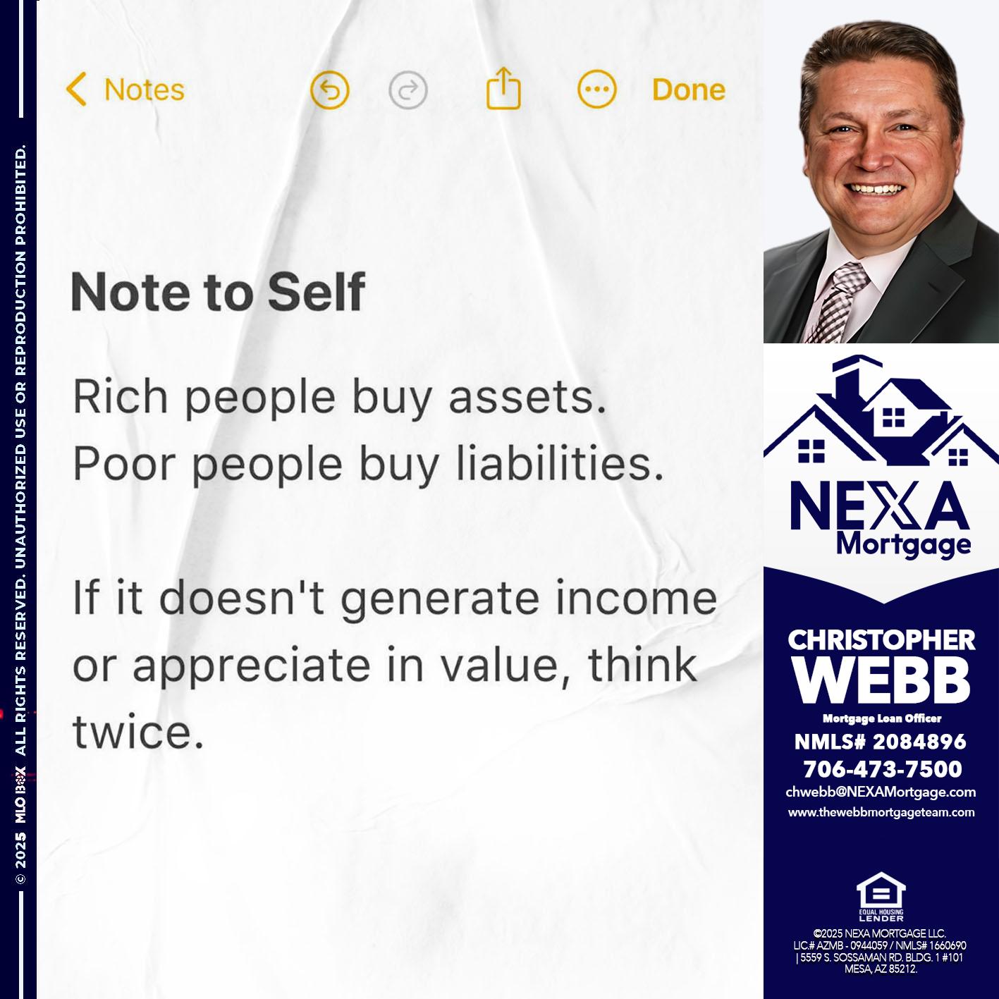 NOTE TO SELF - Christopher Webb -Mortgage Loan Officer