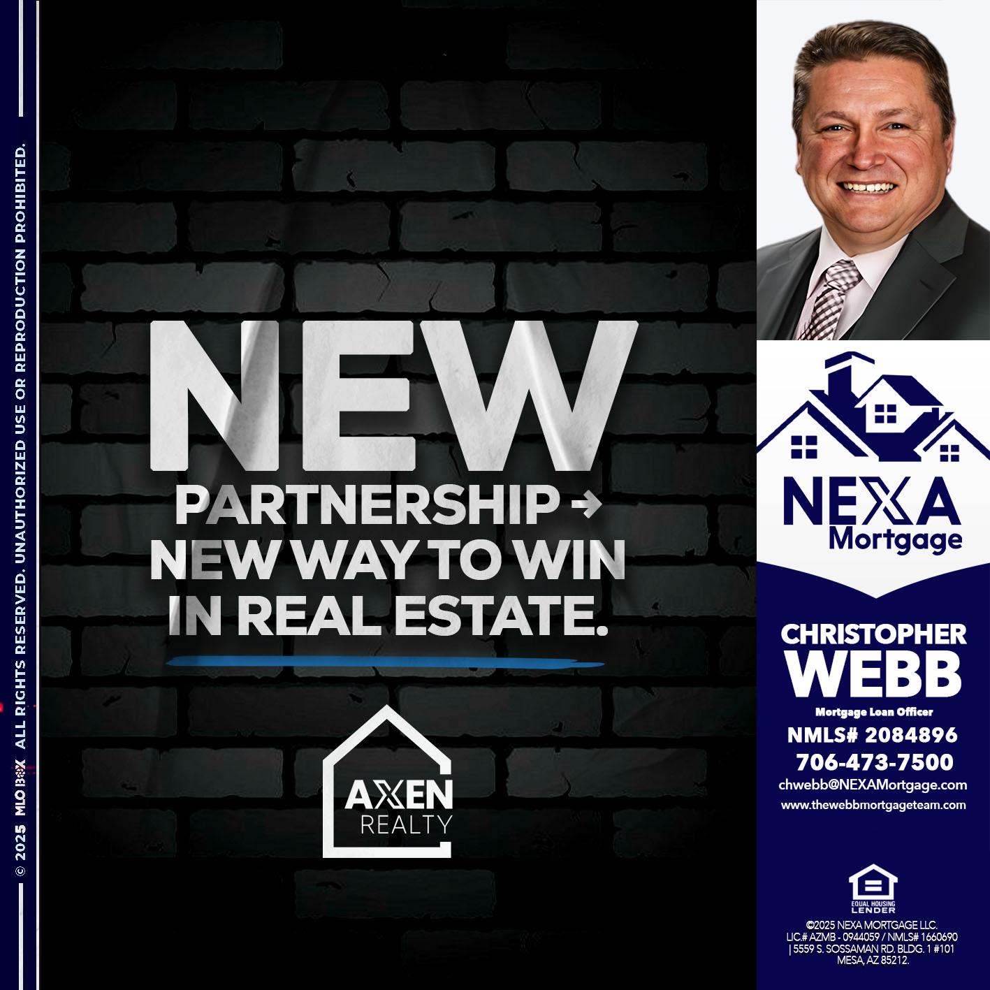new partnership - Christopher Webb -Mortgage Loan Officer