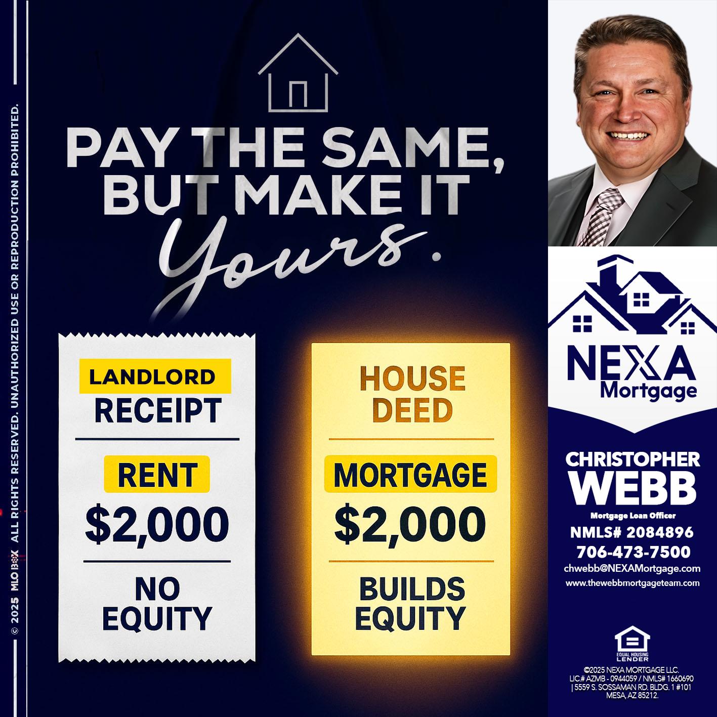 pay the same - Christopher Webb -Mortgage Loan Officer