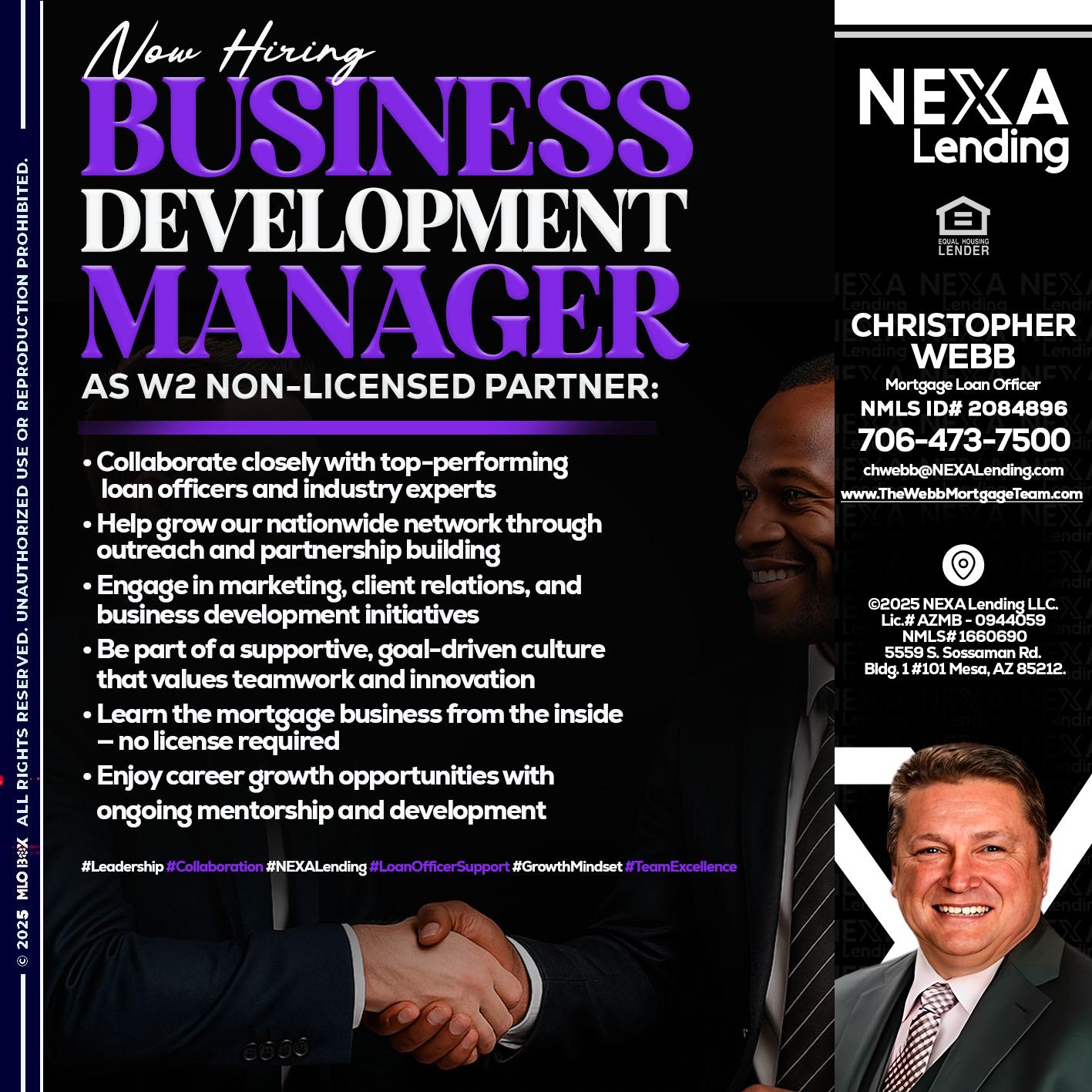 NOW HIRING - Christopher Webb -Mortgage Loan Officer