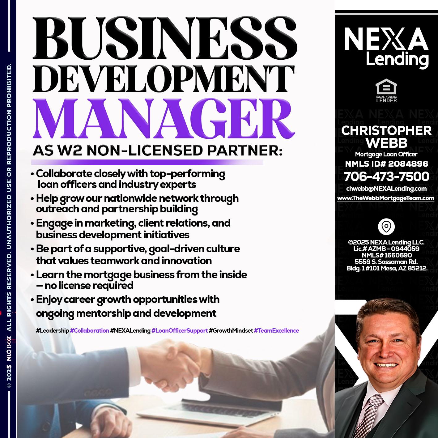business development - Christopher Webb -Mortgage Loan Officer