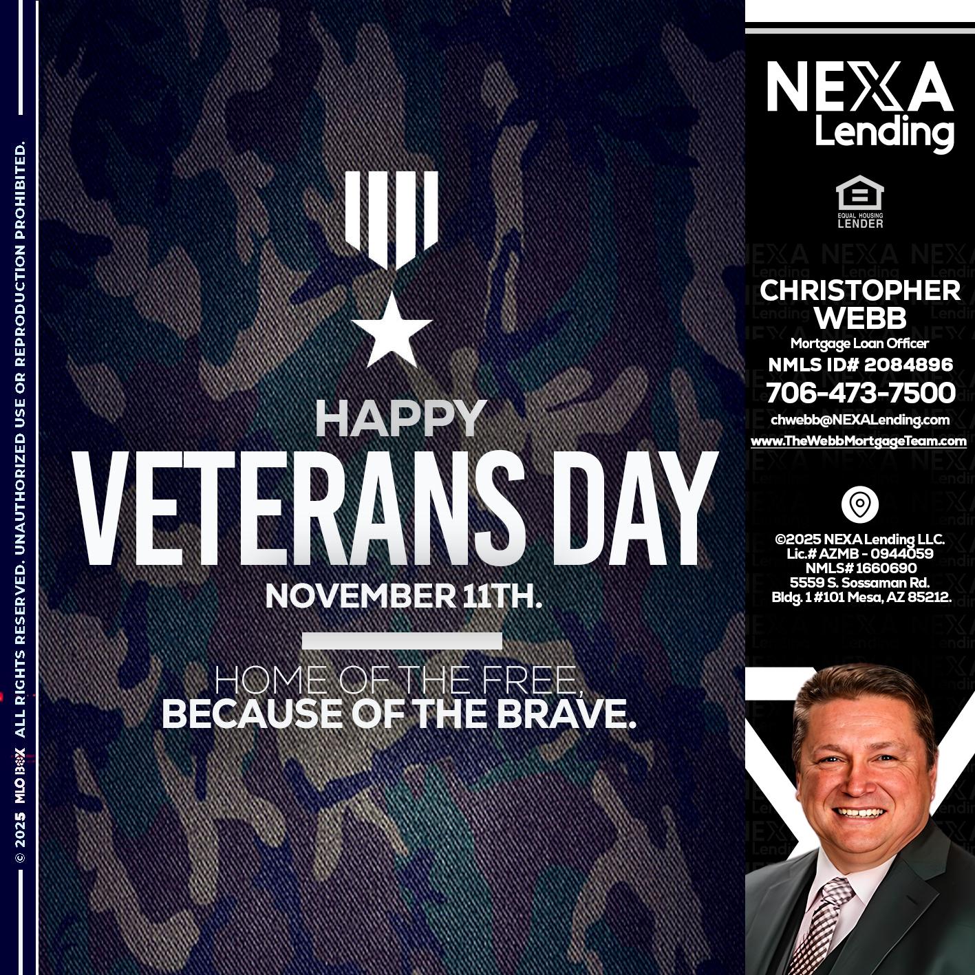VETERANS DAY - Christopher Webb -Mortgage Loan Officer
