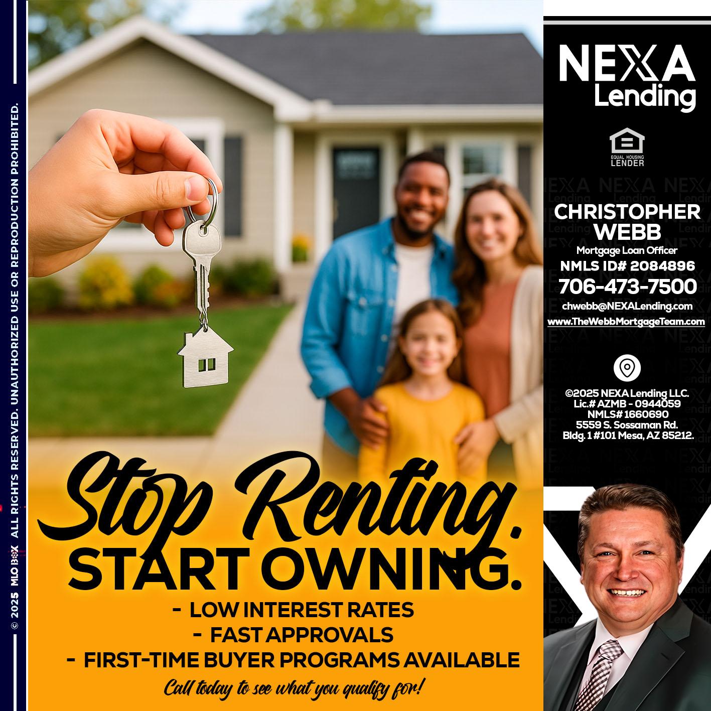 STOP RENTING - Christopher Webb -Mortgage Loan Officer