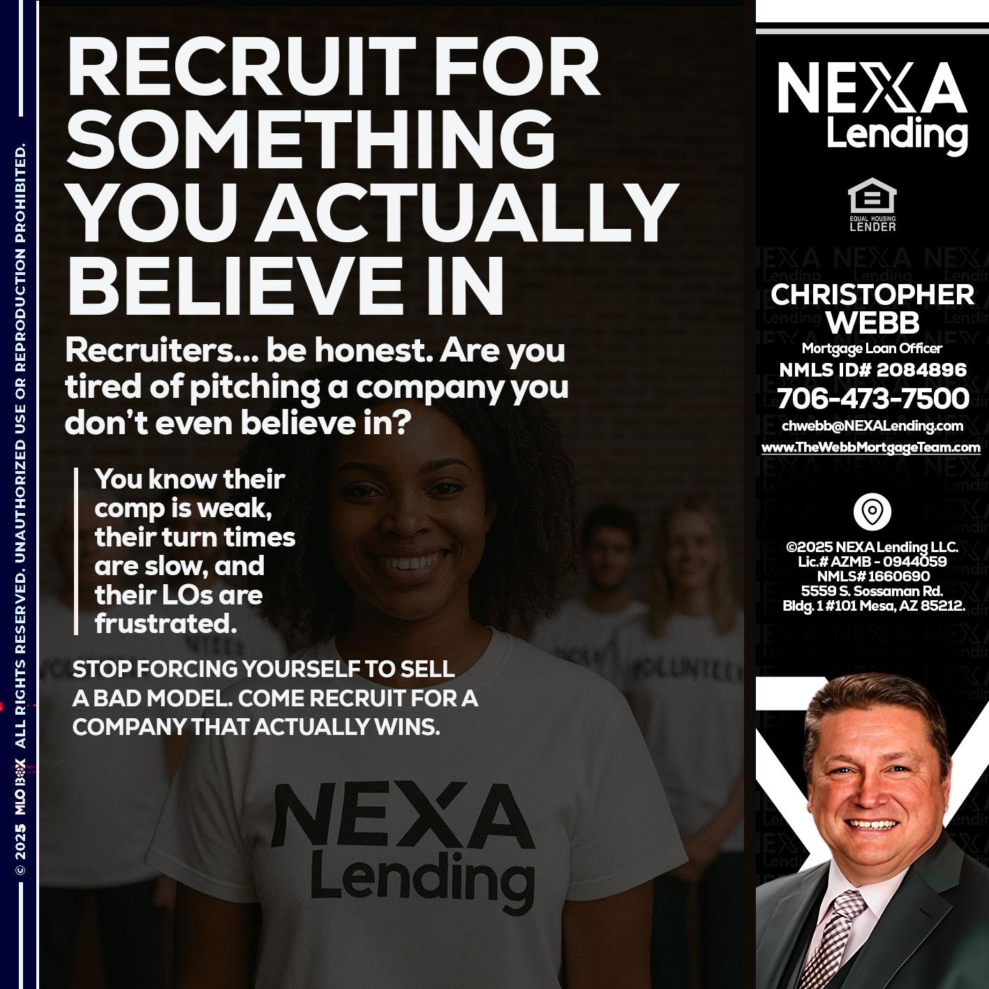 RECRUITING - Christopher Webb -Mortgage Loan Officer