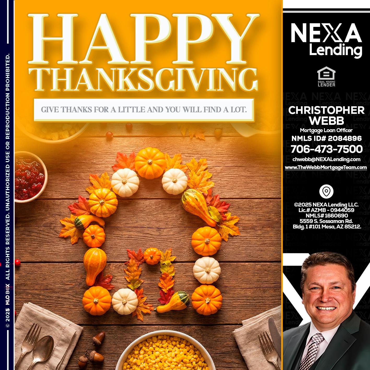 HAPPY THANKSGIVING - Christopher Webb -Mortgage Loan Officer