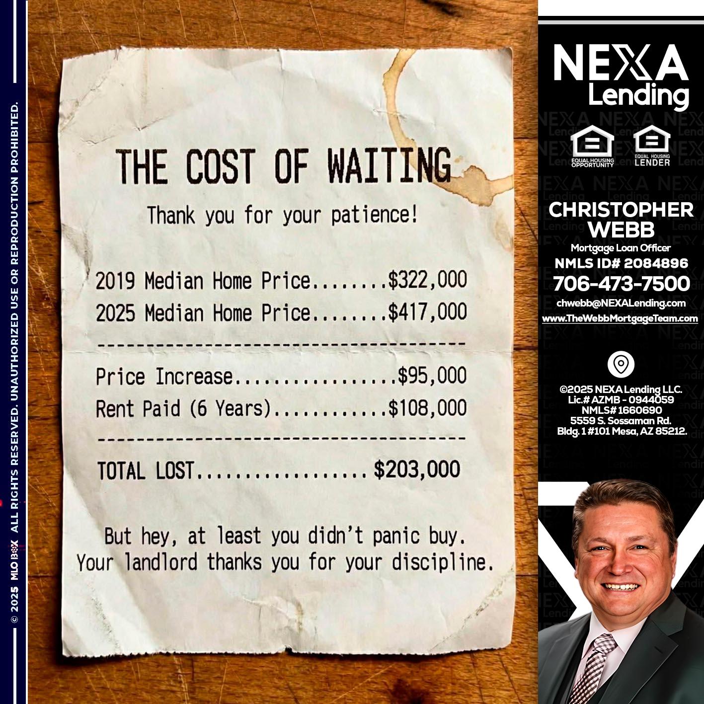 THE COST OF WAITING - Christopher Webb -Mortgage Loan Officer