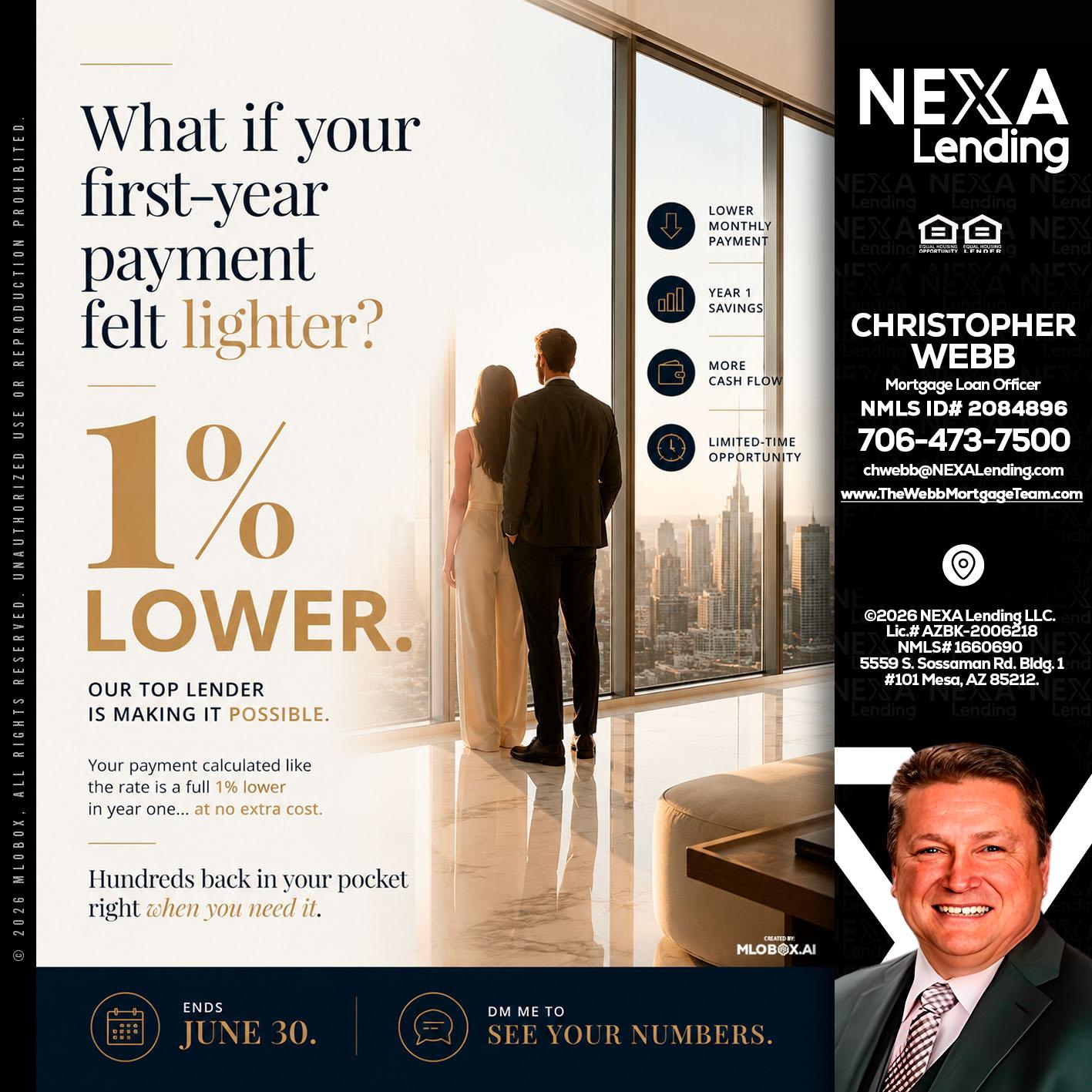 1% lower - Christopher Webb -Mortgage Loan Officer