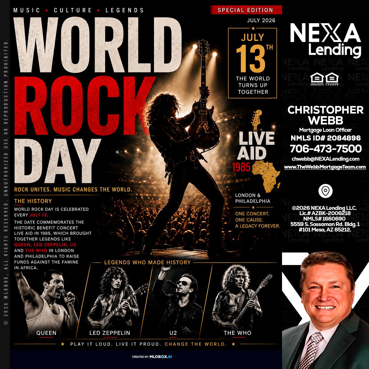 WORLD ROCK MUSIC DAY - Christopher Webb -Mortgage Loan Officer
