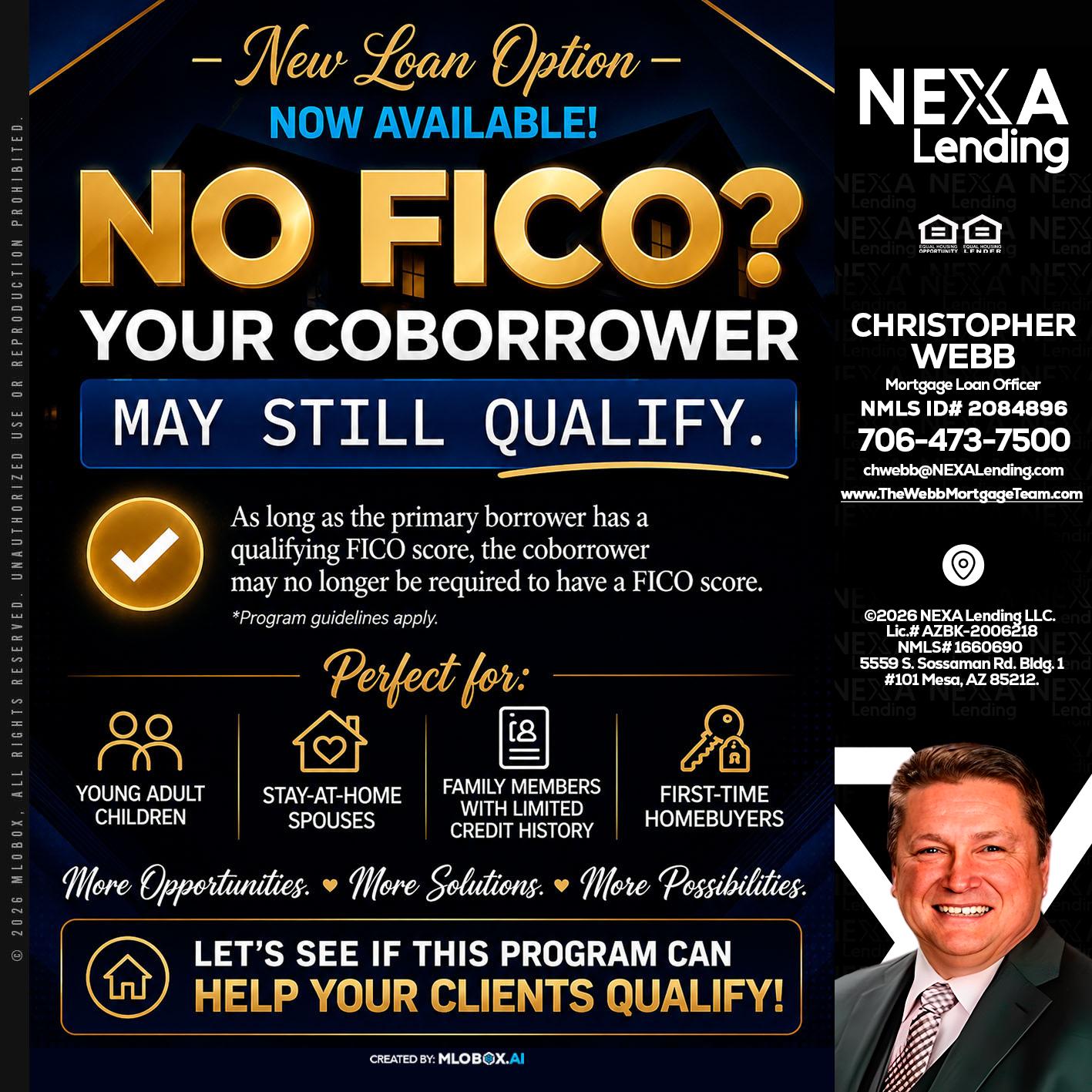NO FICO - Christopher Webb -Mortgage Loan Officer