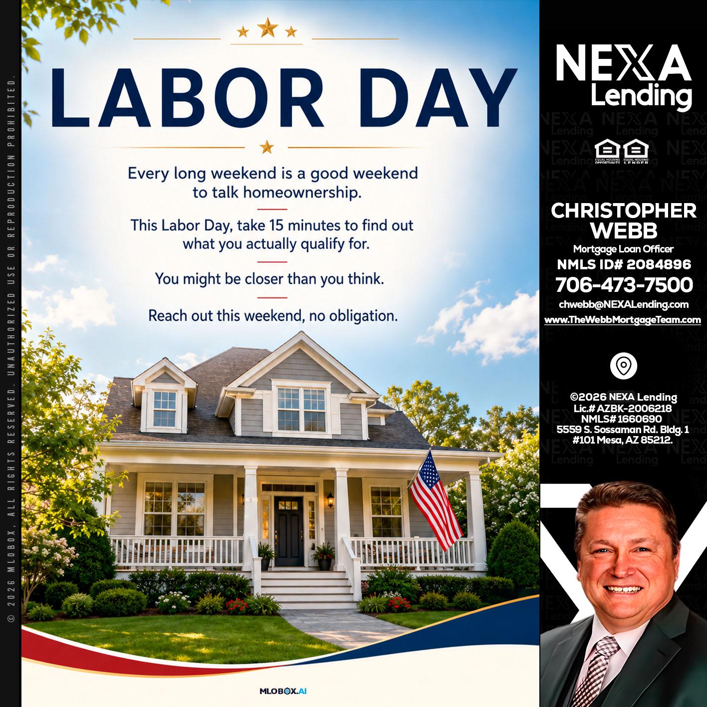 LABOR DAY - Christopher Webb -Mortgage Loan Officer