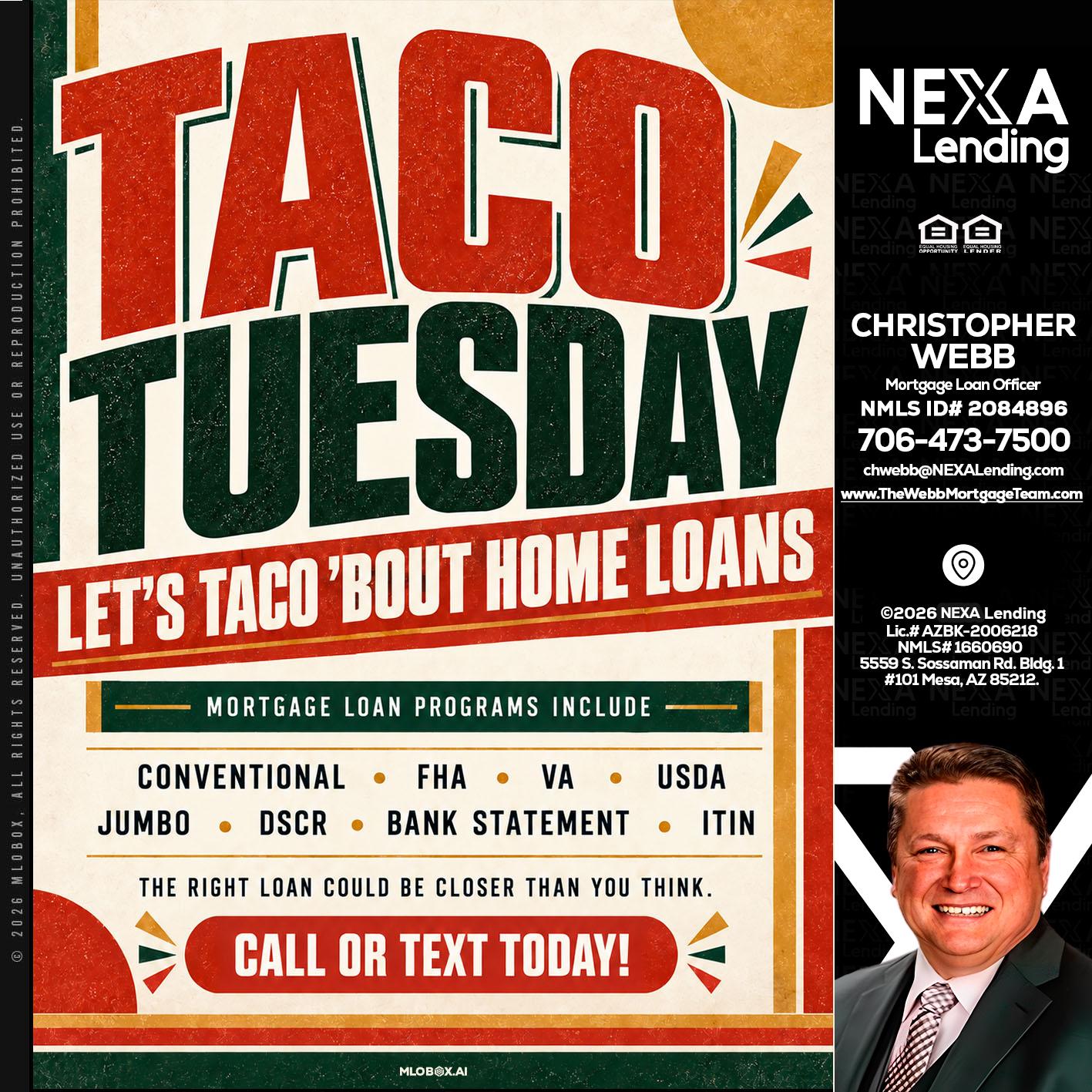 TACO TUESDAY - Christopher Webb -Mortgage Loan Officer